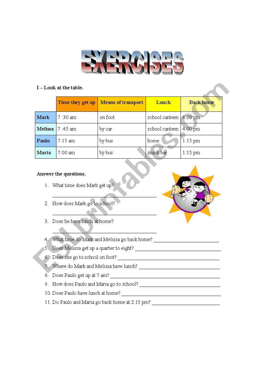 Exercises worksheet