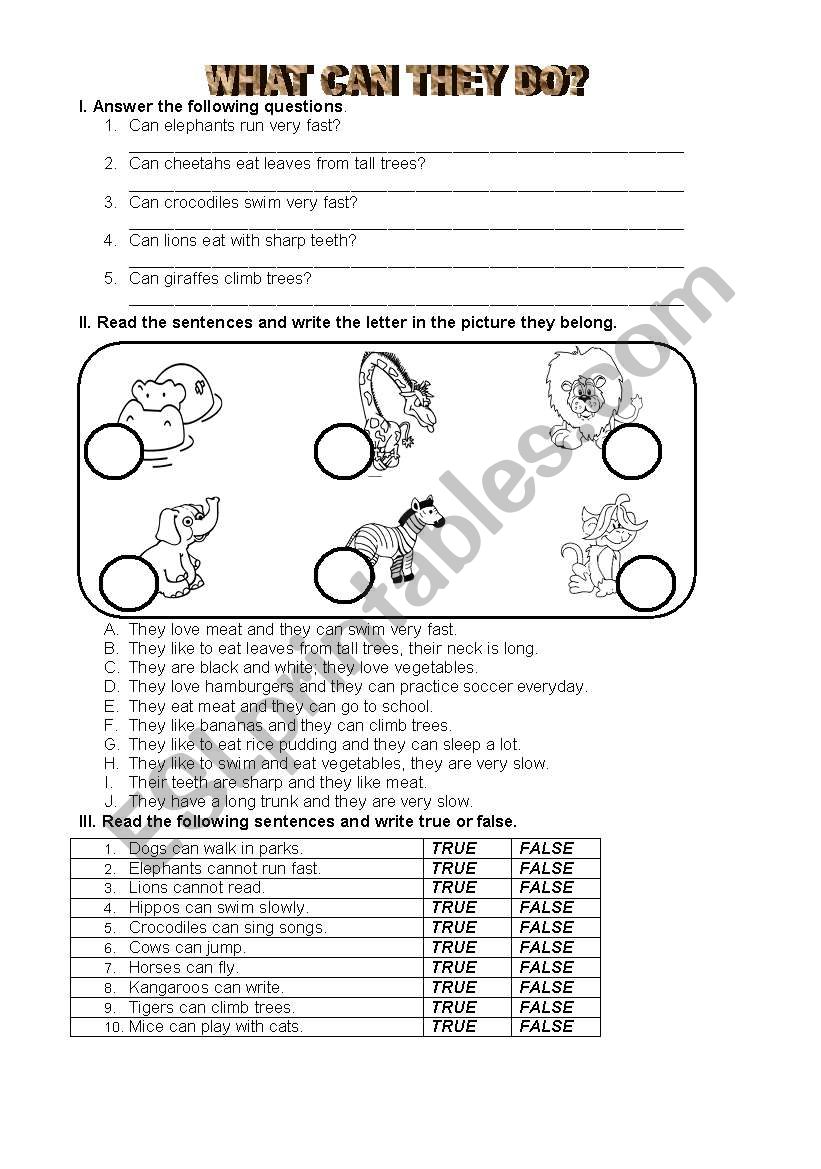 ANIMALS QUIZ worksheet