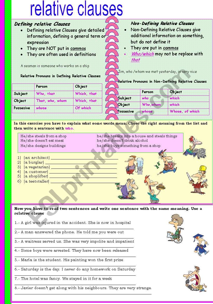 REALTIVE CLAUSES worksheet