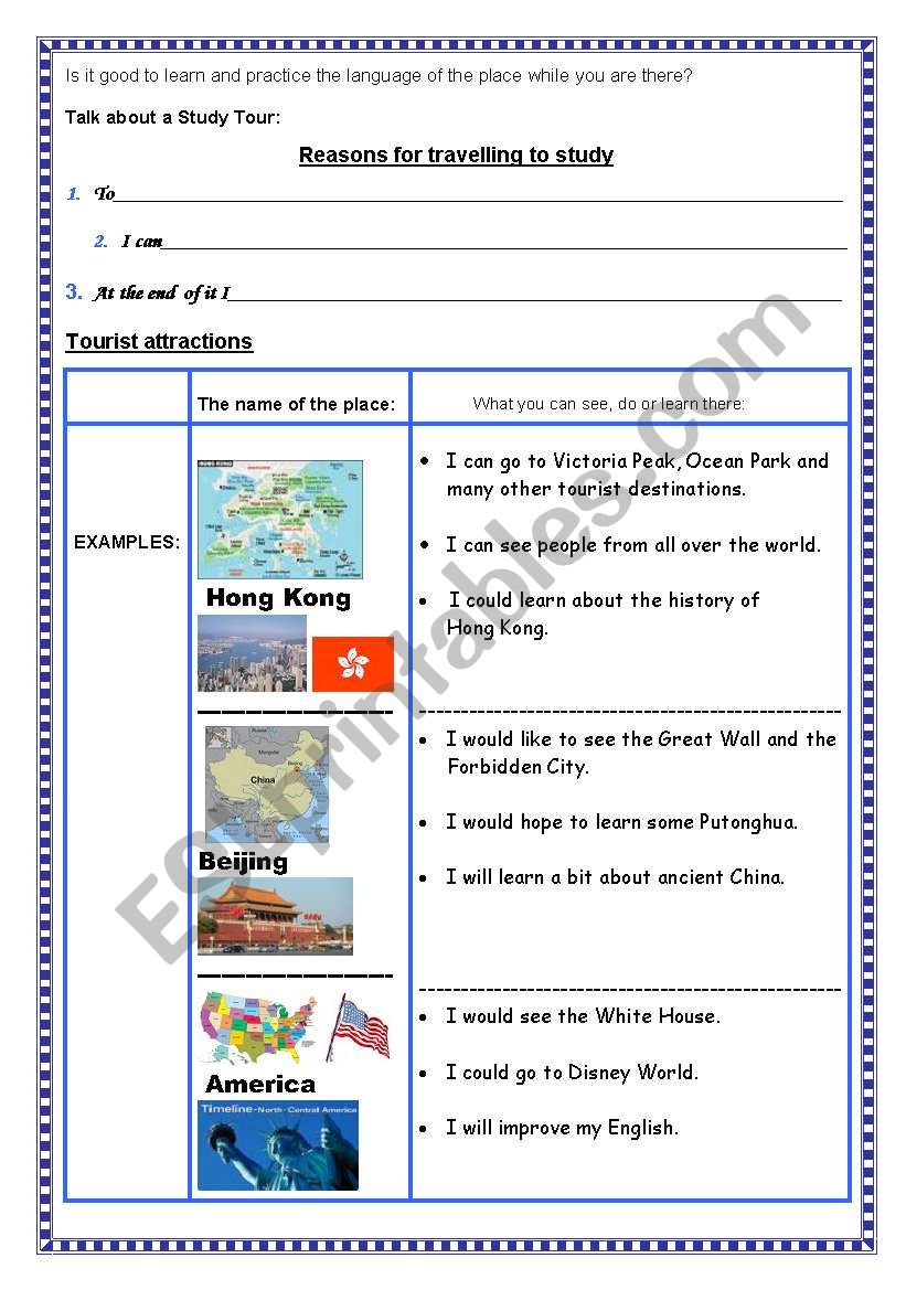 A Study Tour (Part 1) worksheet