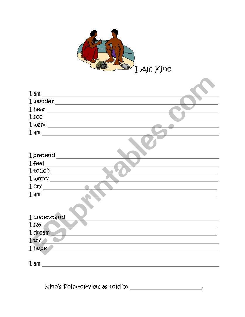 I Am Kino worksheet