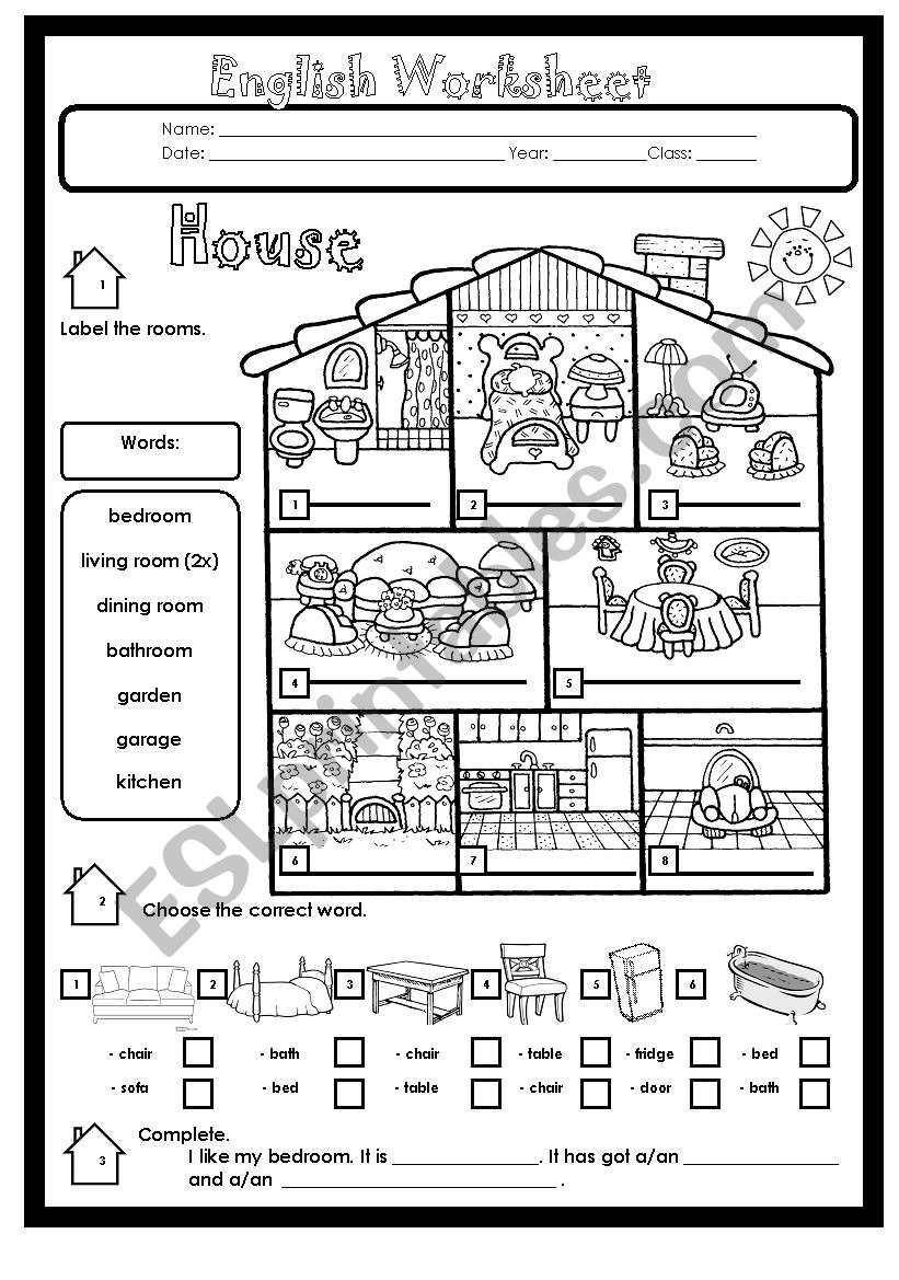 House Rooms and Furniture worksheet