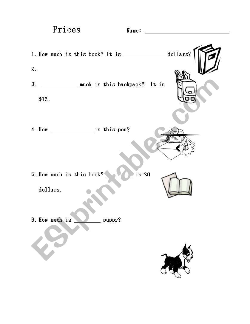 Price Handout  worksheet