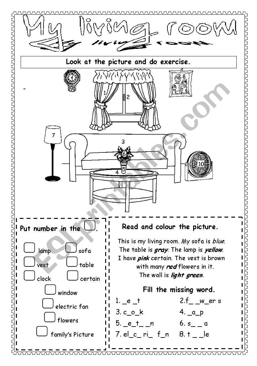 My Living room worksheet