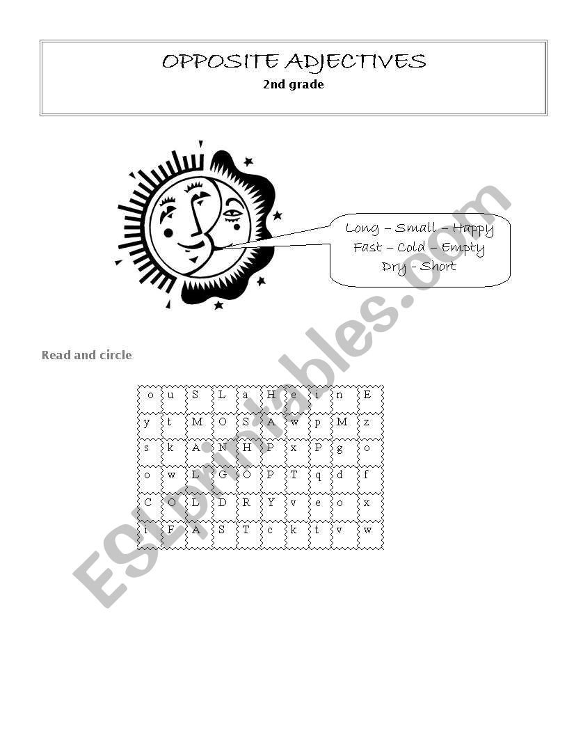 opposite adjectives worksheet