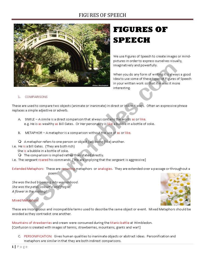 FIGURES OF SPEECH worksheet