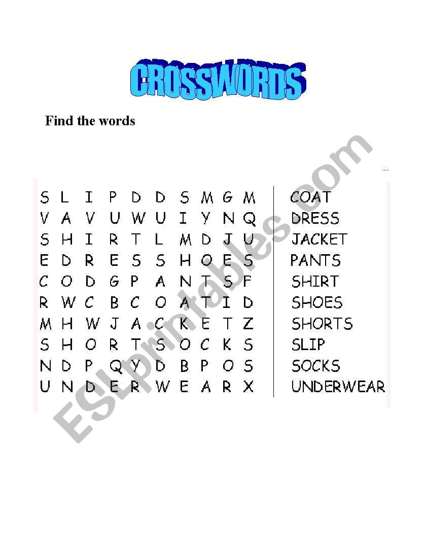 GAME ON CLOTHES worksheet