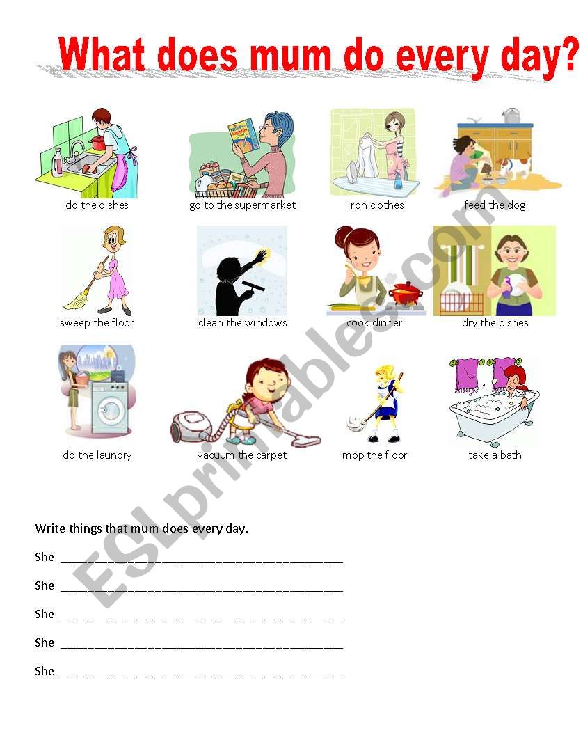 What does mum do every day? worksheet