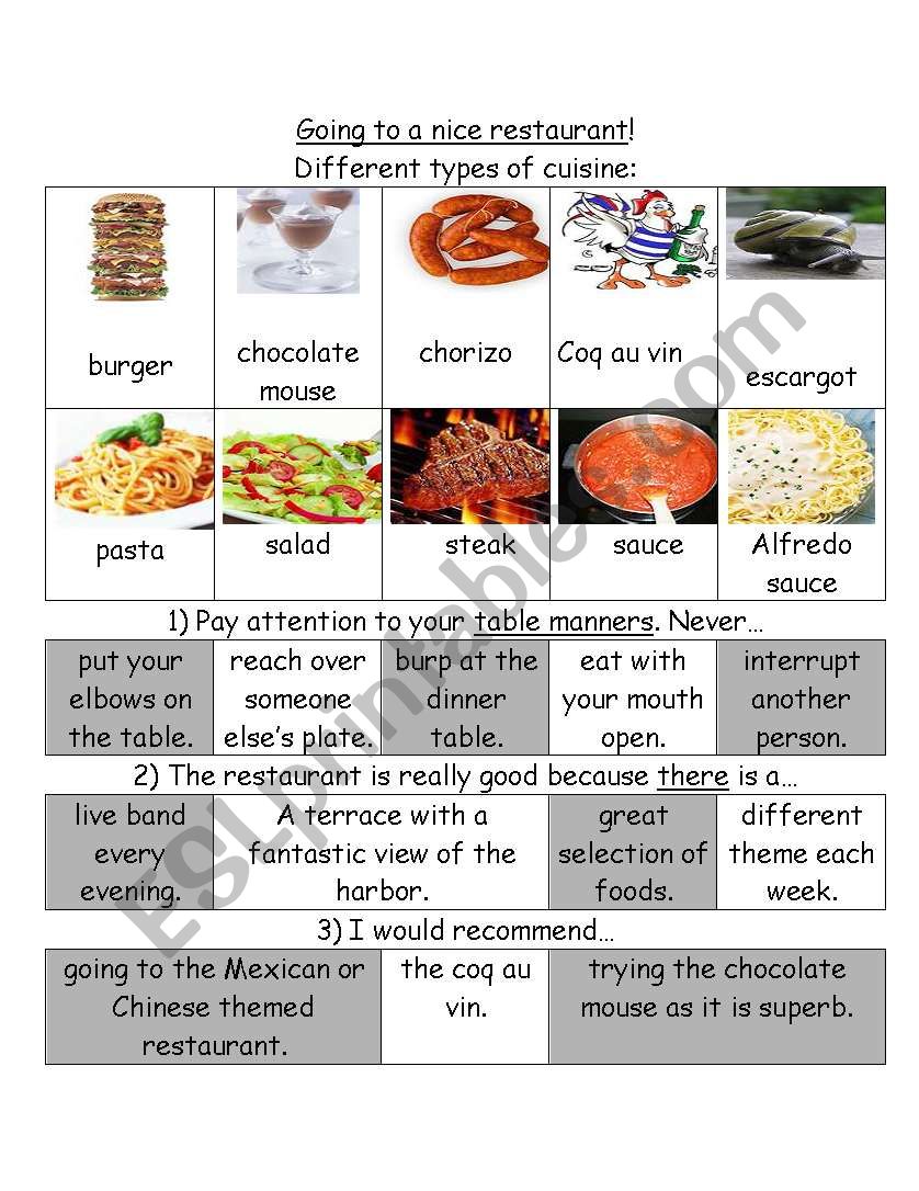 foods of the world worksheet