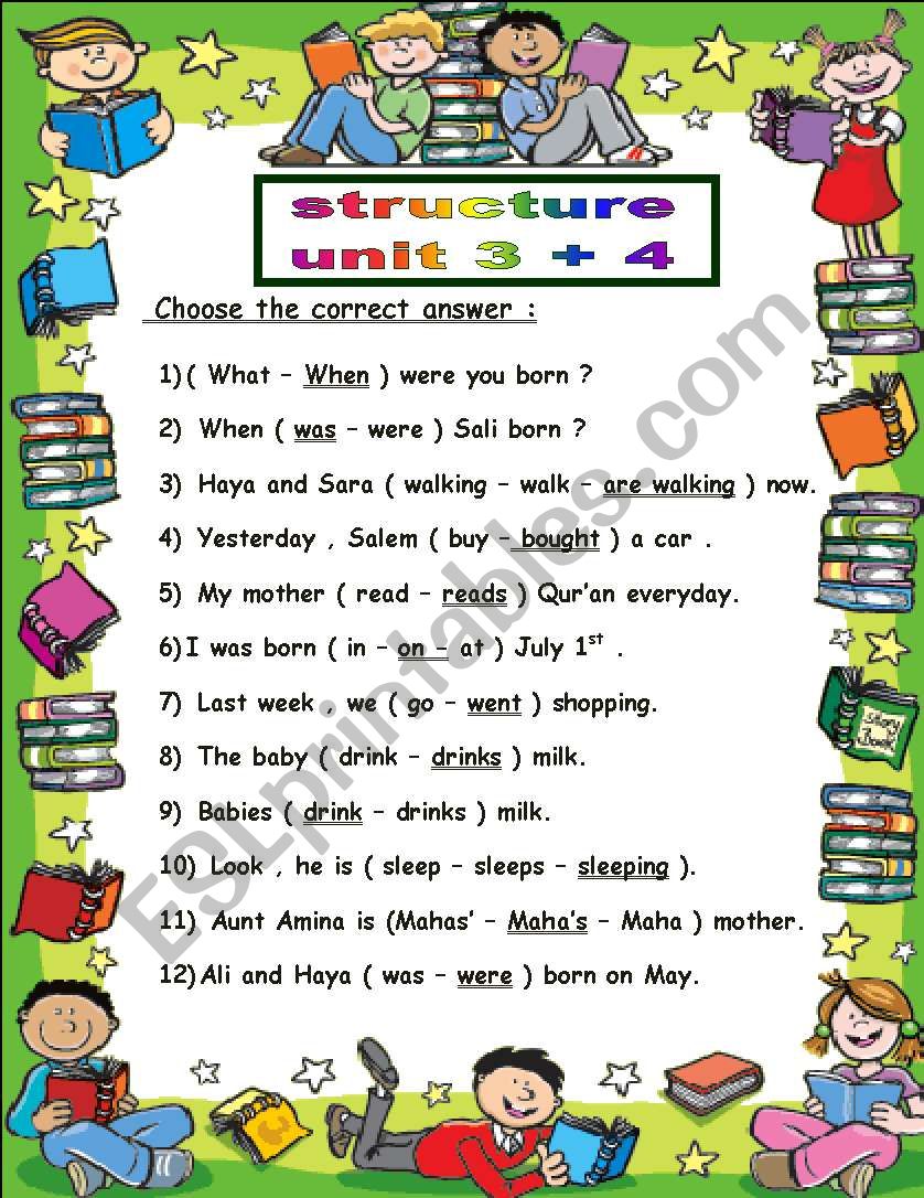 grammar rules with answers worksheet