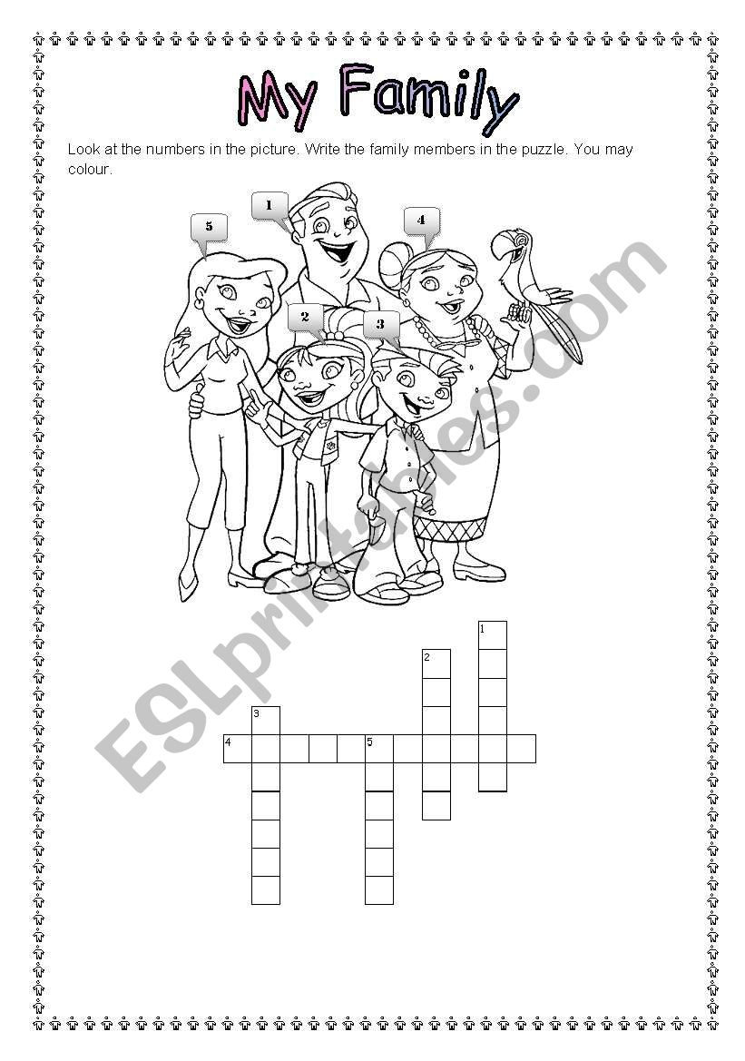 My Family Criss Cross Puzzle worksheet