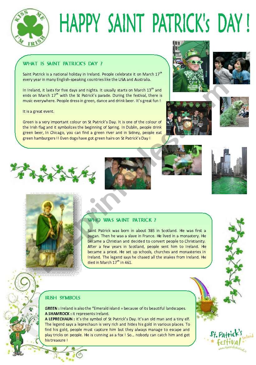 HAPPY  SAINT  PATRICKs  DAY  ( 2 pages )