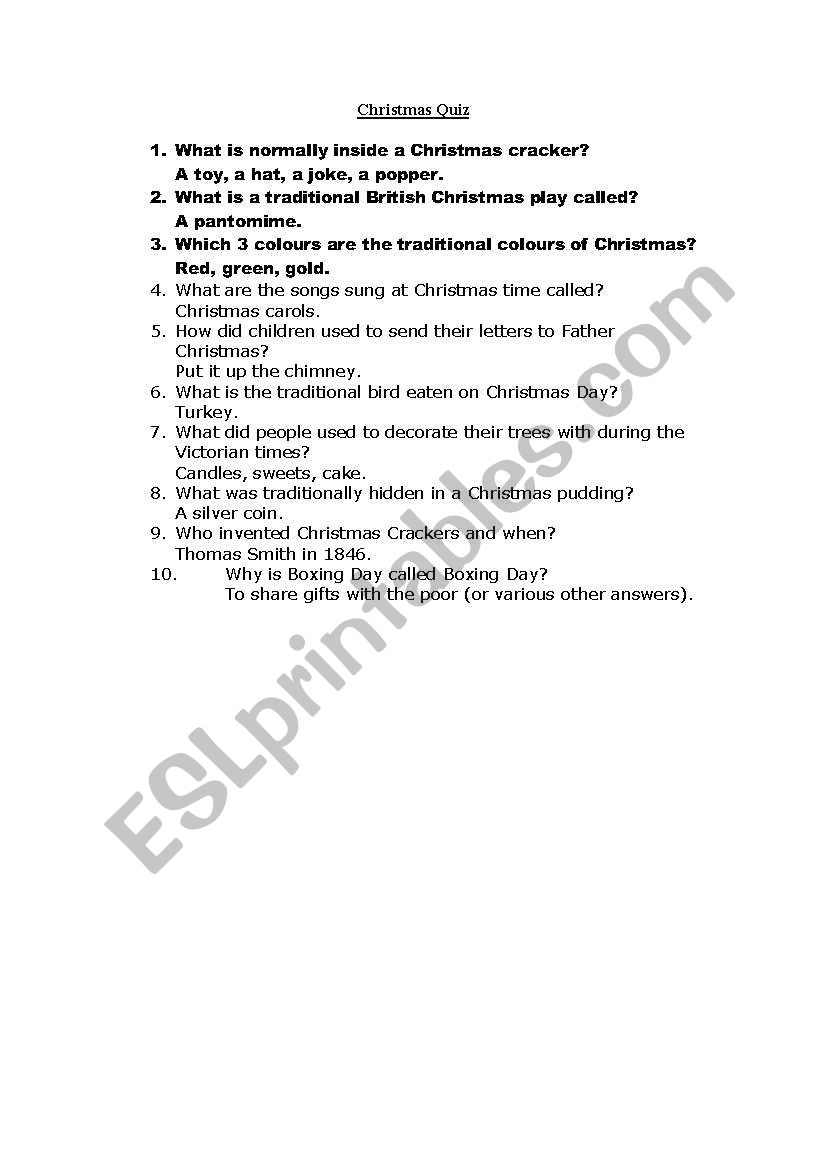 Christmas Quiz worksheet