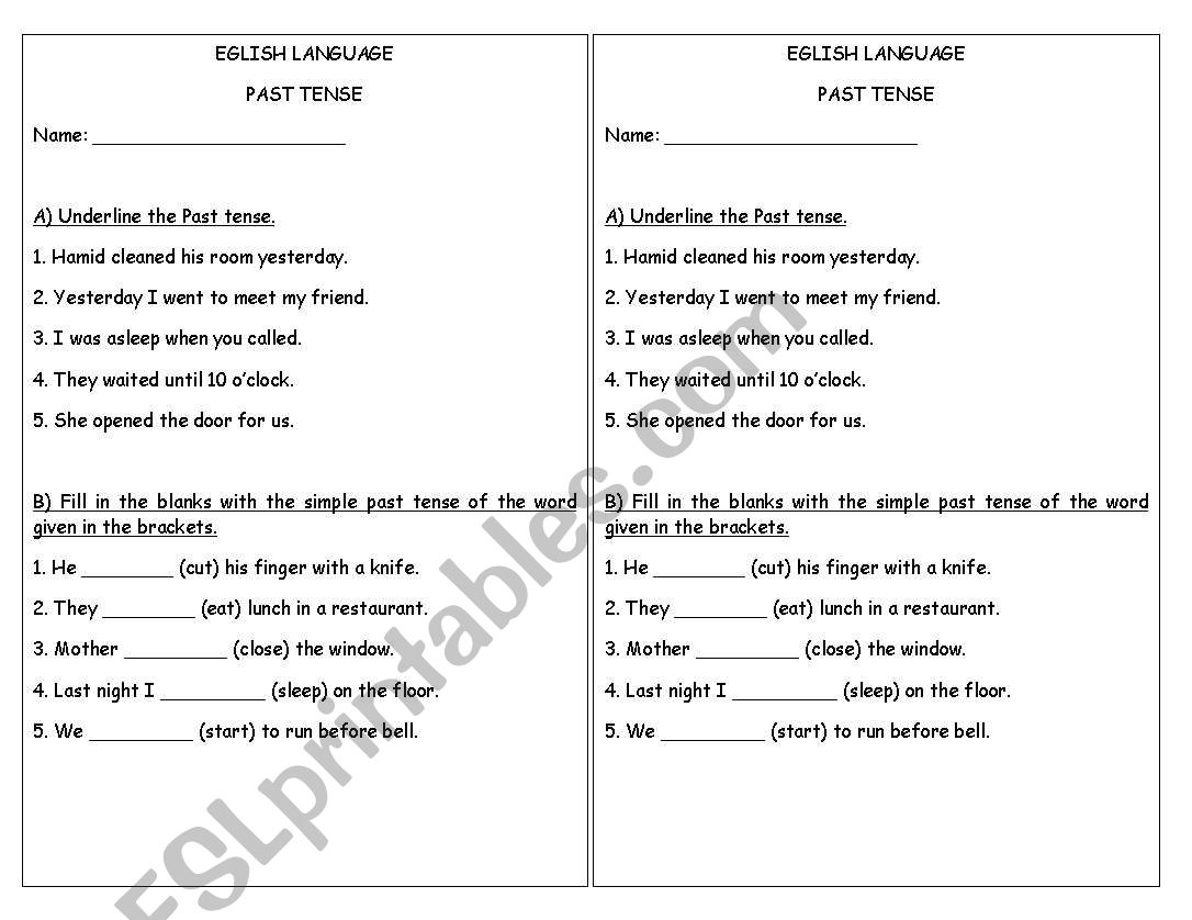 simple past tense worksheet