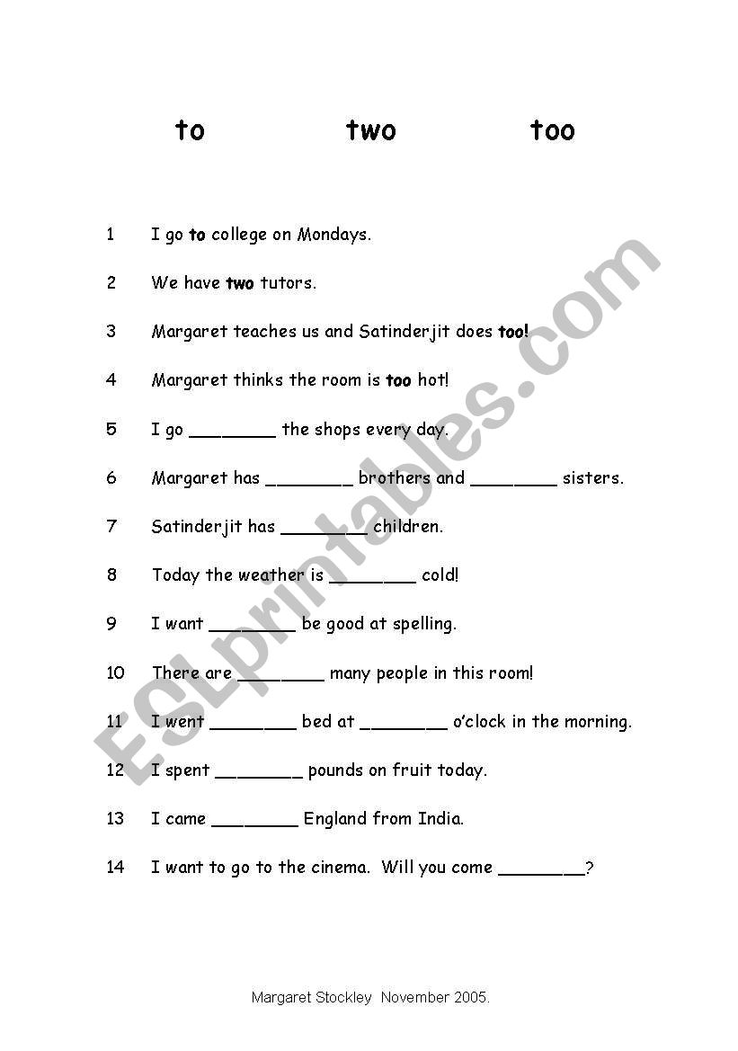 Homophones worksheet