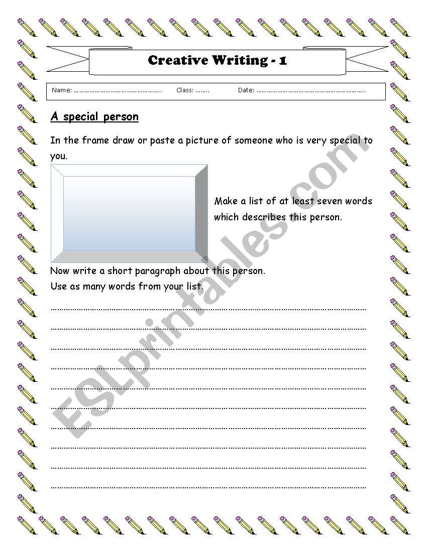 craetive writing worksheet