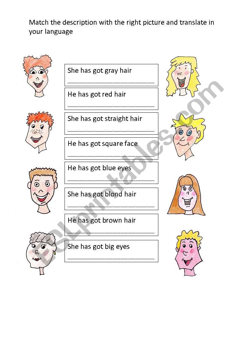 describing people worksheet