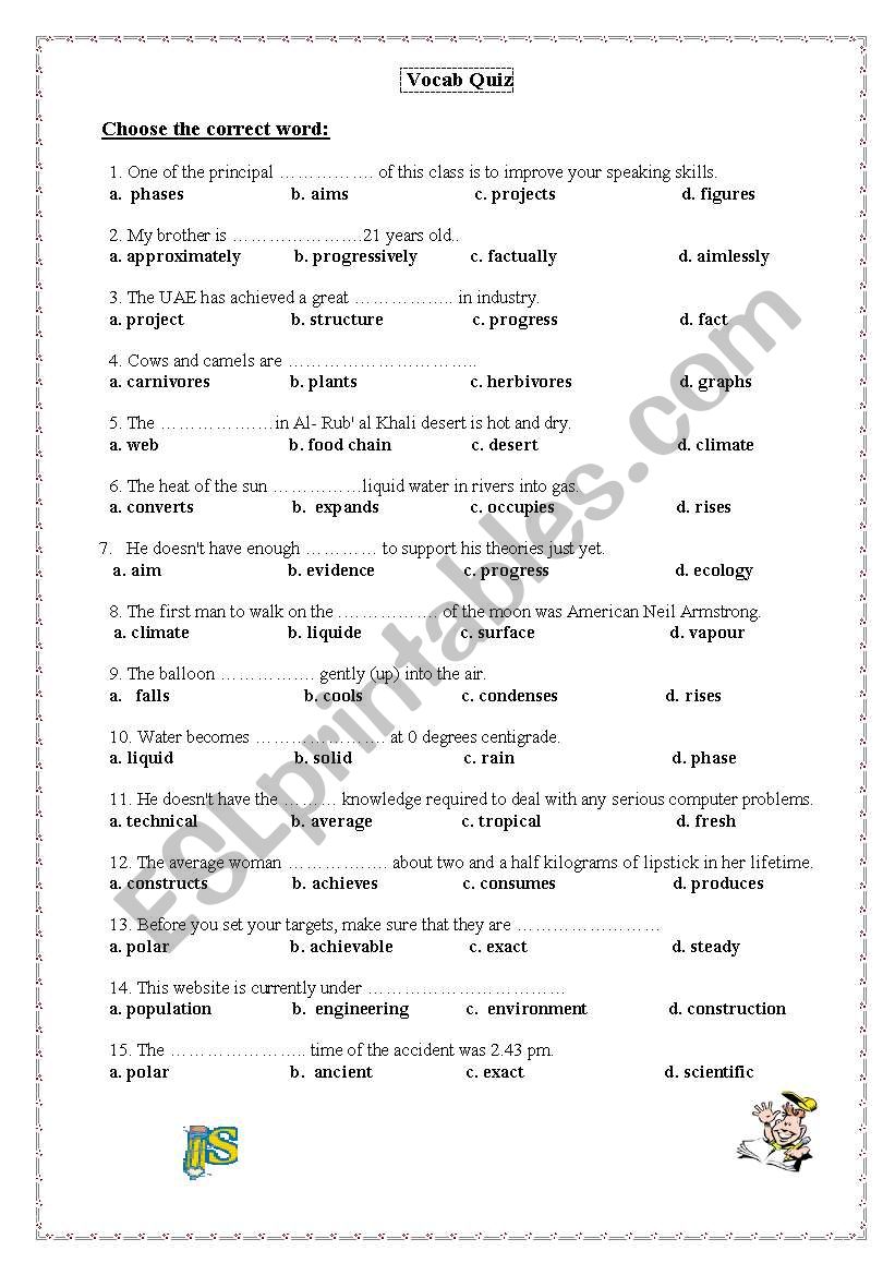 Quiz Vocabulary worksheet
