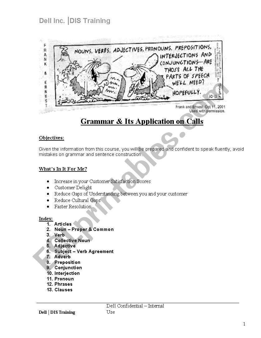 Grammar worksheet