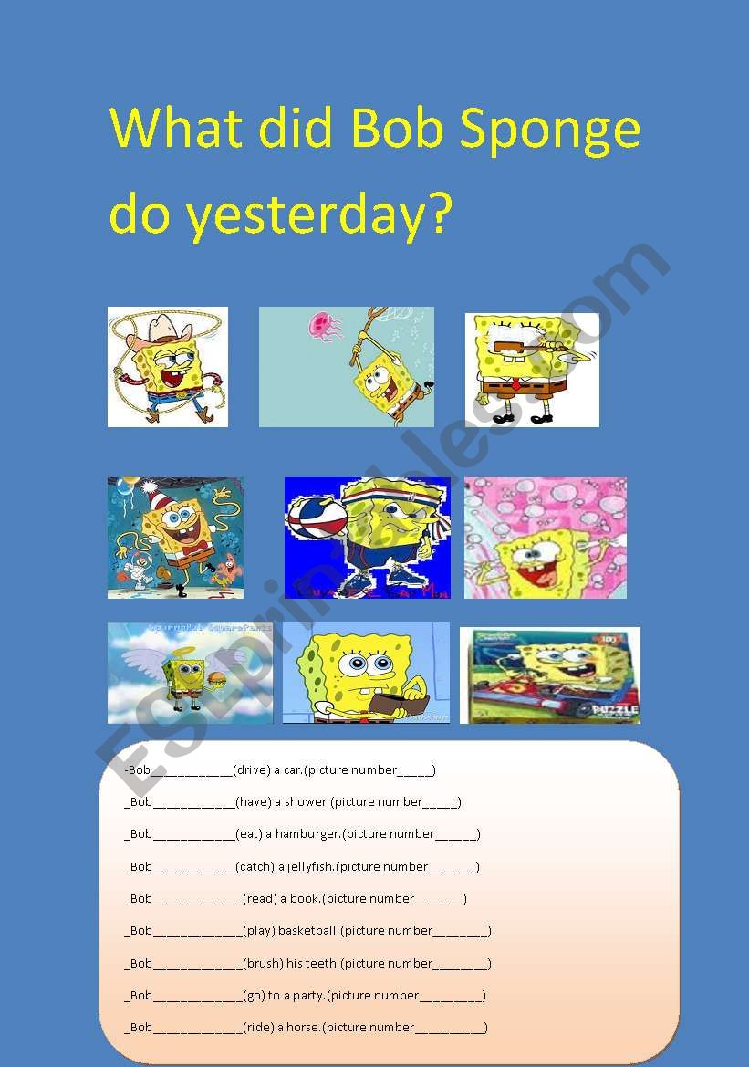 WHAT DID SPONGE BOB DO YESTERDAY?