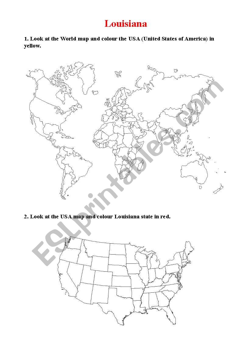 Louisiana Geographical Facts worksheet