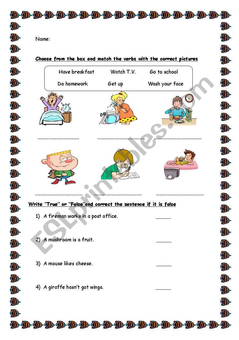daily routines worksheet