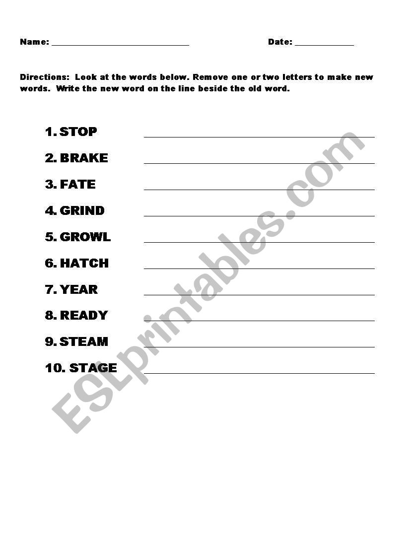 Deleting Phonemes worksheet