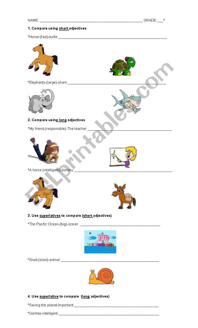 Comparatives and Superlatives worksheet