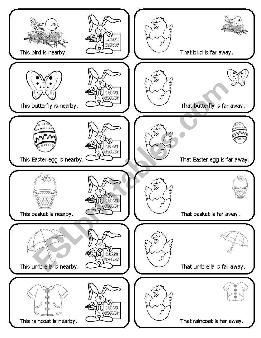 This, That, These and Those Matching Cards for Spring and Easter (24 Cards in the Set)