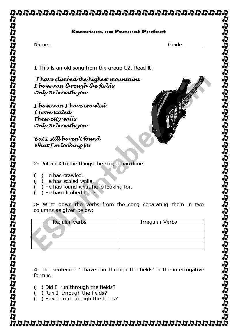 Exercises on Present Perfect worksheet