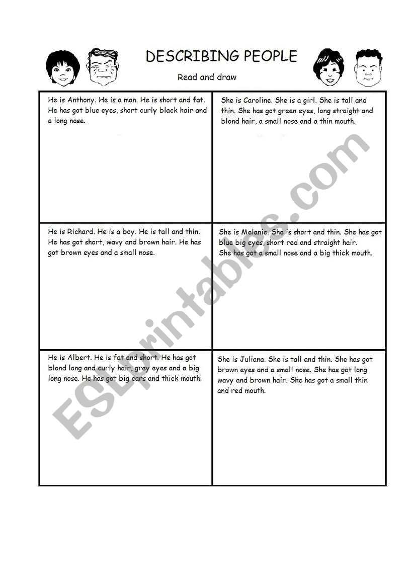 Read and draw - describing people