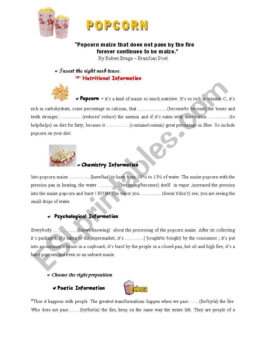 POPCORN worksheet