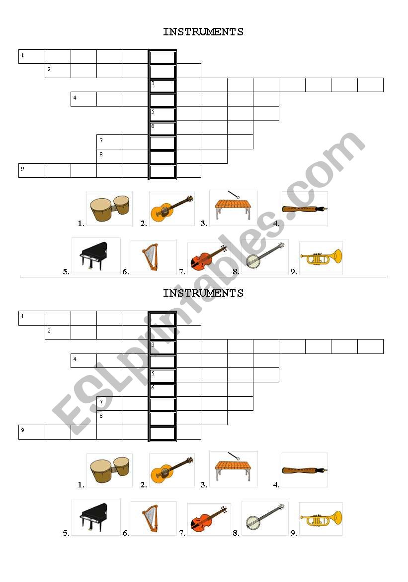 INSTRUMENTS worksheet