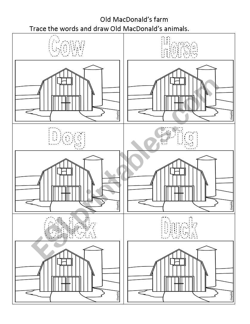 Old MacDonalds farm worksheet