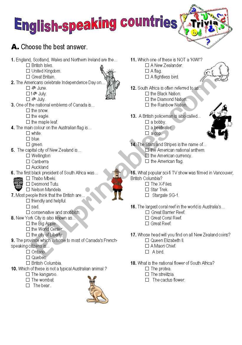 English-speaking countries trivia