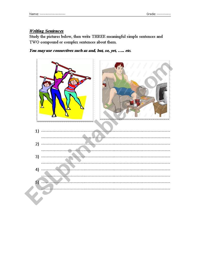 Sentence writing worksheet