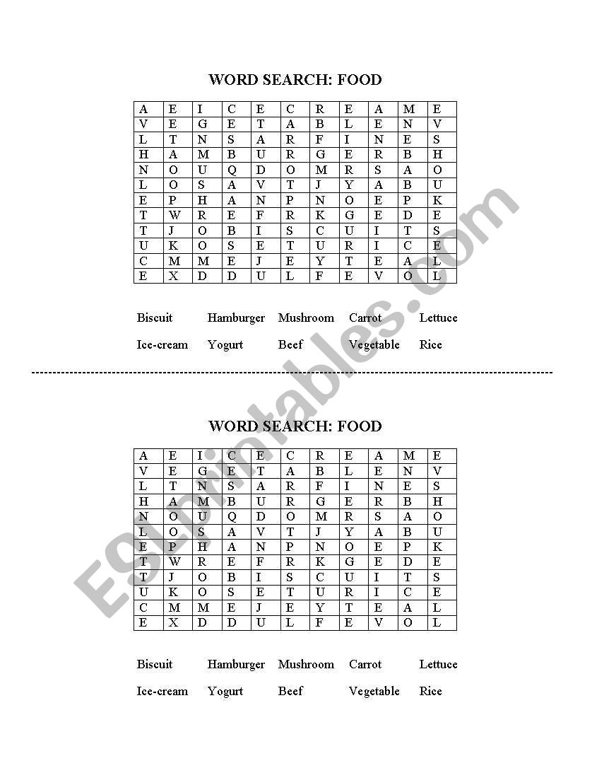 FOOD SEARCH worksheet