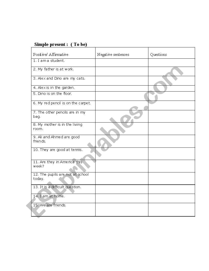 Simple present worksheet