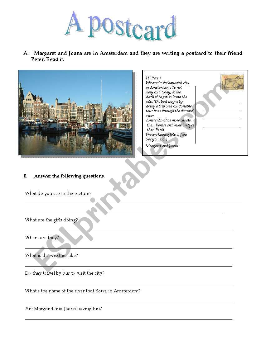 A postcard from Amsterdam worksheet