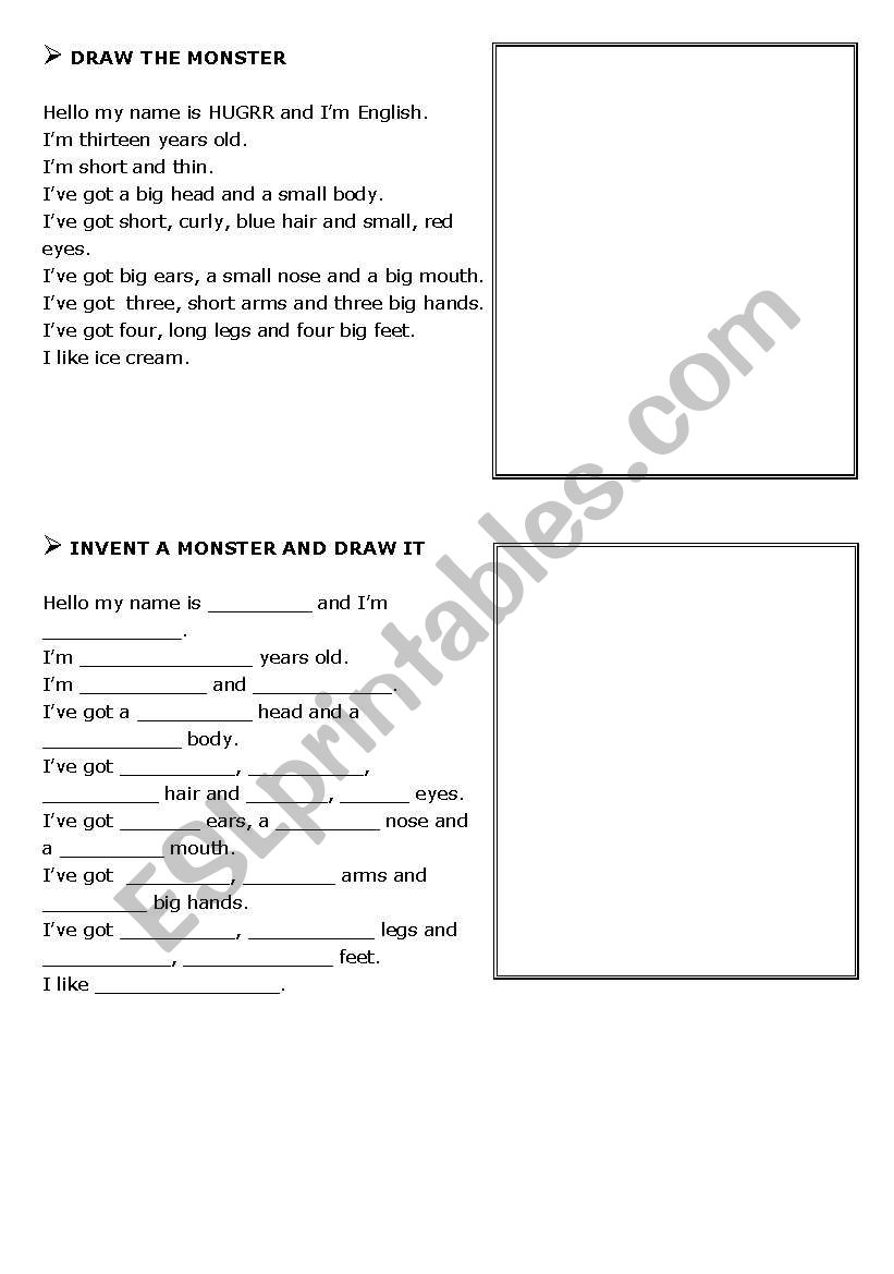 Scary Monsters worksheet