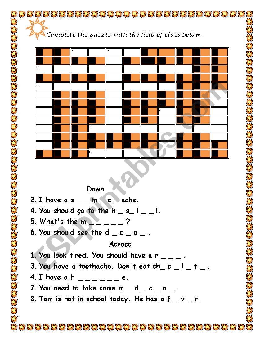 The Puzzle for health vocabulary