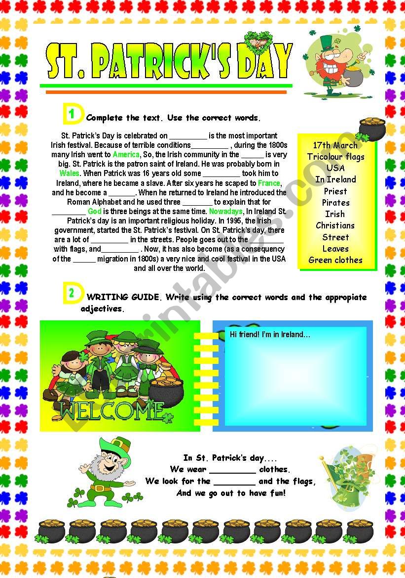 ST. PATRICKS DAY Worksheet. worksheet