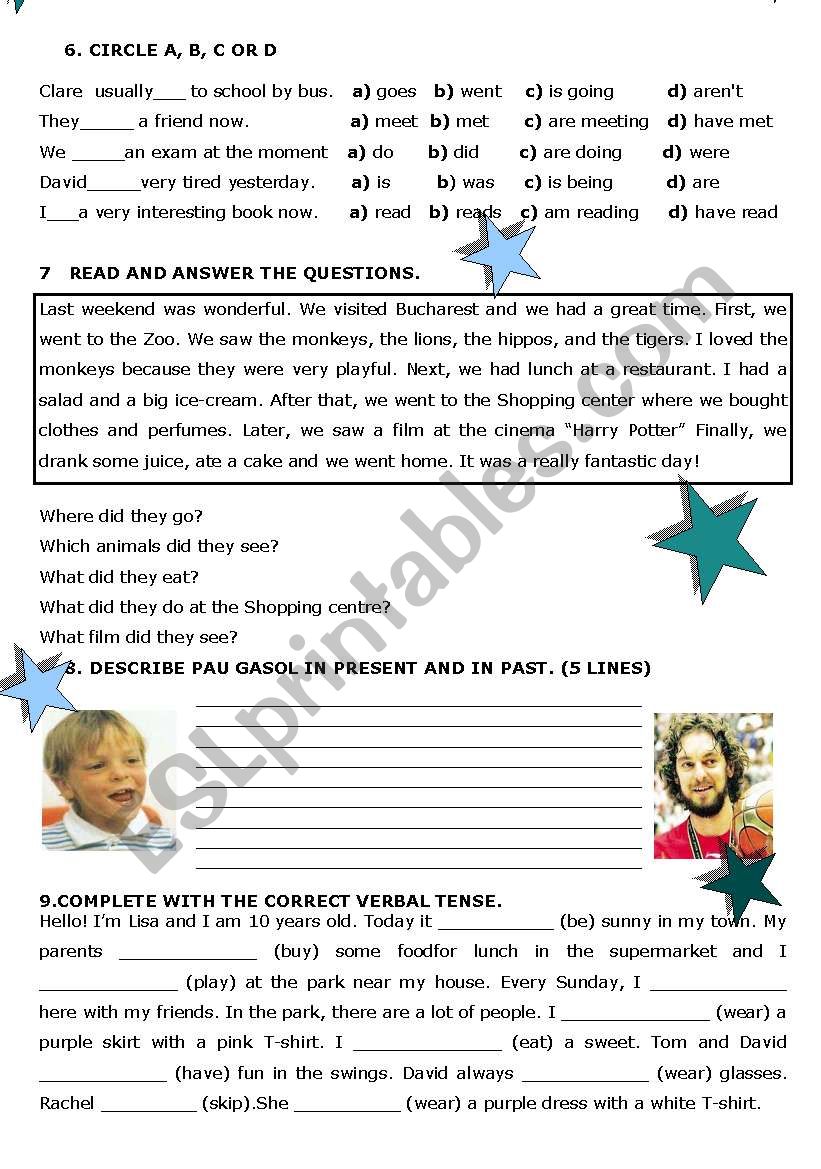 Verbal tenses part 2 worksheet