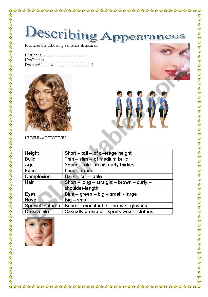 describing people worksheet