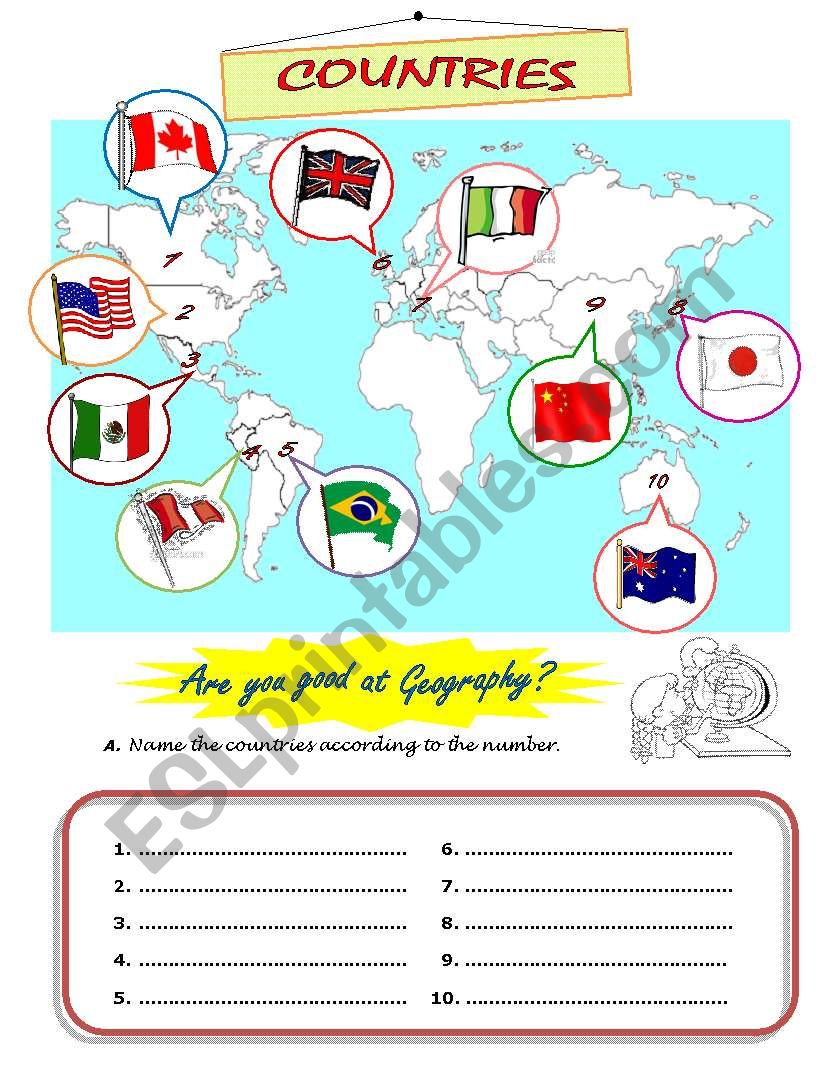 COUNTRIES AND NATIONALITIES worksheet