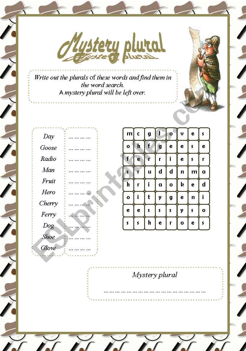 Mystery plural(editable+key) worksheet