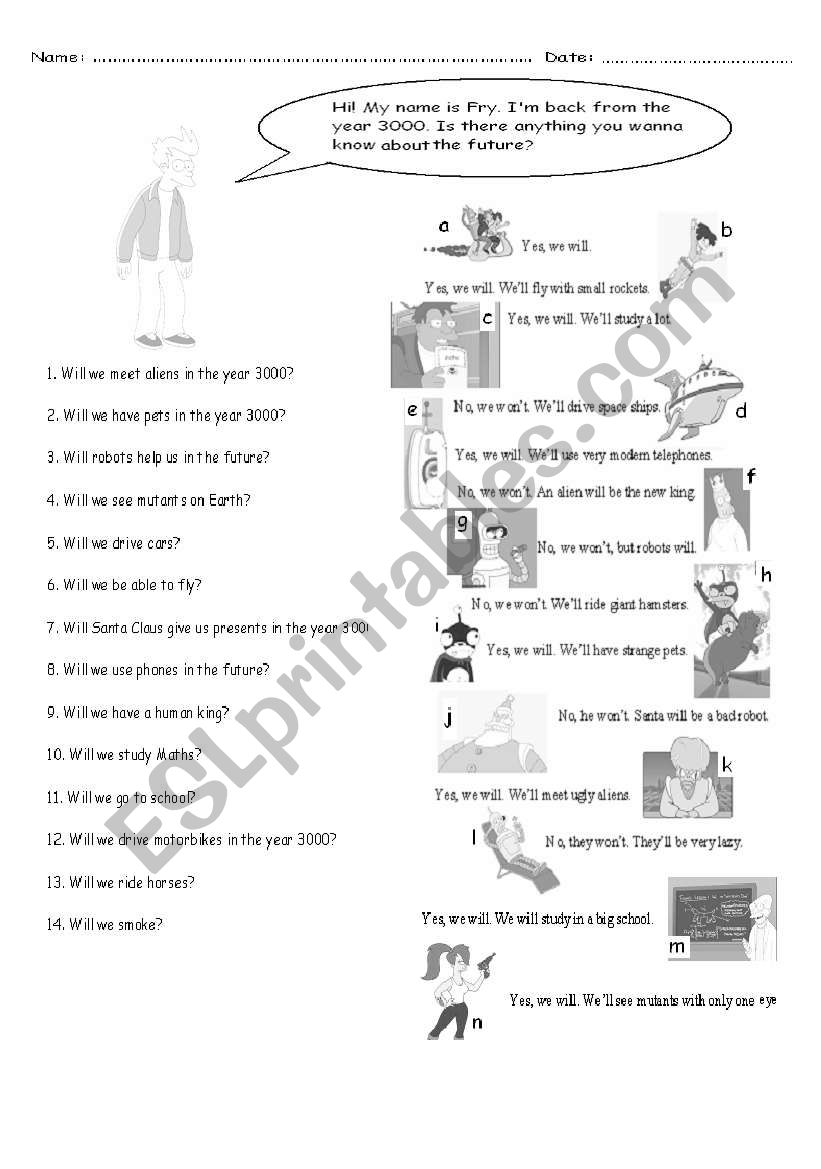 Wll & Futurama worksheet