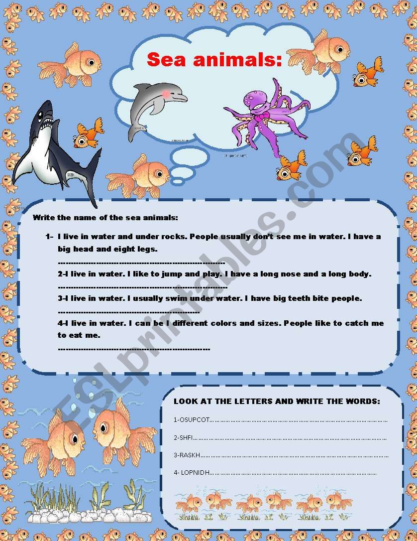 SEA CREATURE worksheet