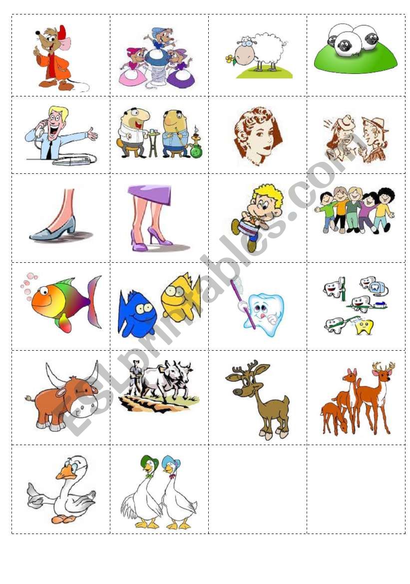 Irregular Plural Nouns memory game