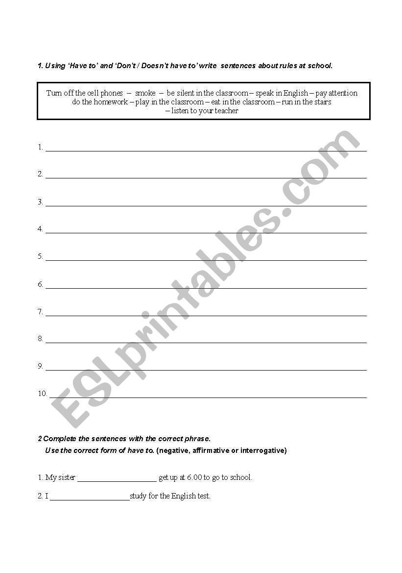 test have to worksheet